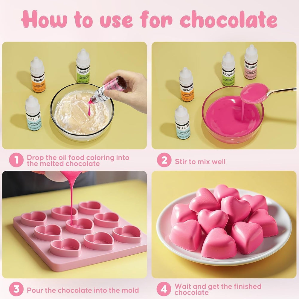 Colorant alimentar liposolubil 7 culori Macaron x 12 ml, colorant alimentar foarte concentrat pe bază de ulei pentru ciocolată, colorant alimentar pentru decorarea torturilor, brioșe, copt, glazură, fondant