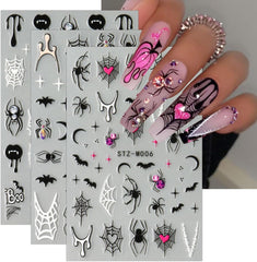 JMEOWIO Nagelsticker Halloween 6 Blatt Nail Art Sticker Selbstklebend Nagelaufkleber Dekoration Nageldesign Zubehör