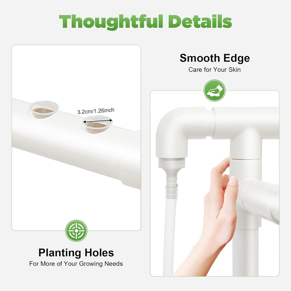 Háromrétegű hidroponikus termesztőkészlet 90/108 ültetési hellyel és vízszivattyúval, PVC talajmentes növénytermesztő rendszerekkel, hidroponikus termesztőkészletekkel zöldségekhez és gyümölcsökhöz (108 ültetési hely)