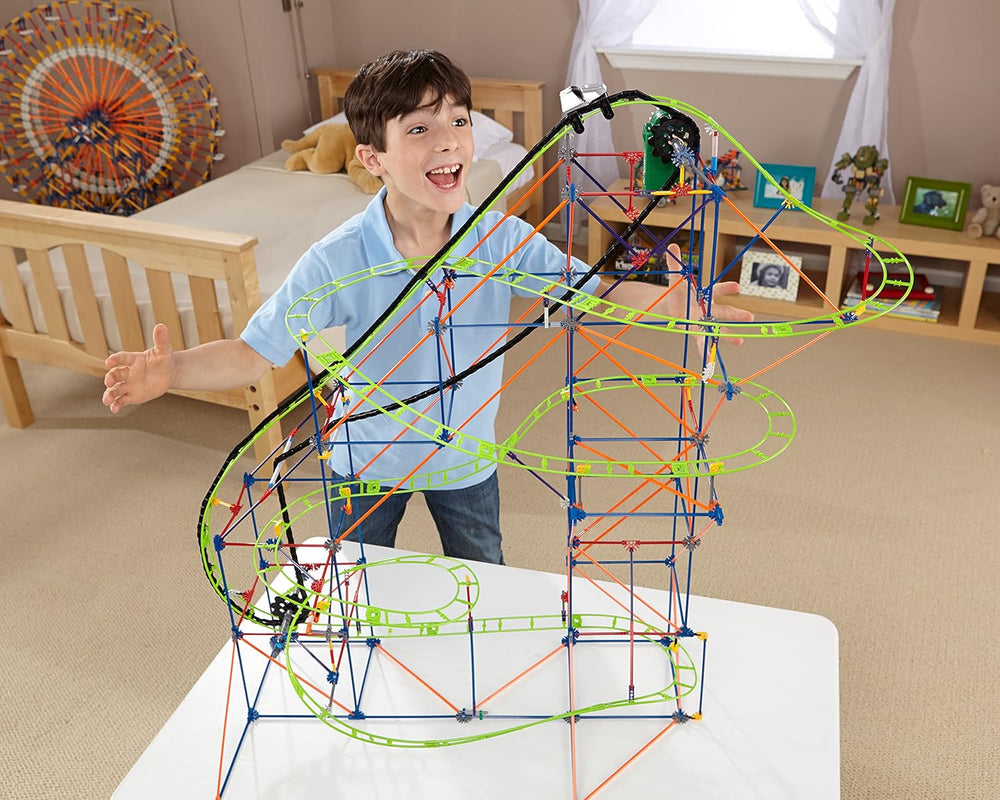 K'NEX 51438 Typhoon Frenzy hullámvasút, 2 az 1-ben modell színes építőkészlet fiúknak és lányoknak, 19 lábos játék, 640 részes gyerek építőkészlet 9 éves + gyermekek számára