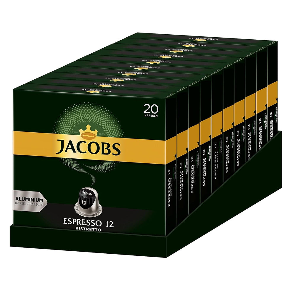 Kaffeekapseln Espresso Ristretto, Intensität 12 von 12, 10 x 20 Getränke & Kaffeekapseln Espresso Intenso, Intensität 10 von 12, 200 Nespresso®* kompatible Kapseln, 10 x 20 Getränke