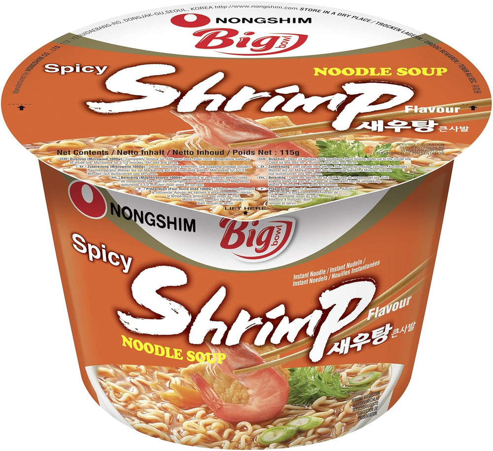 Instant tészta Nong Shim Kimchi Ramyun nagy tál - Koreai ramen leves - Gyors elkészítés - 1 csomag 112g