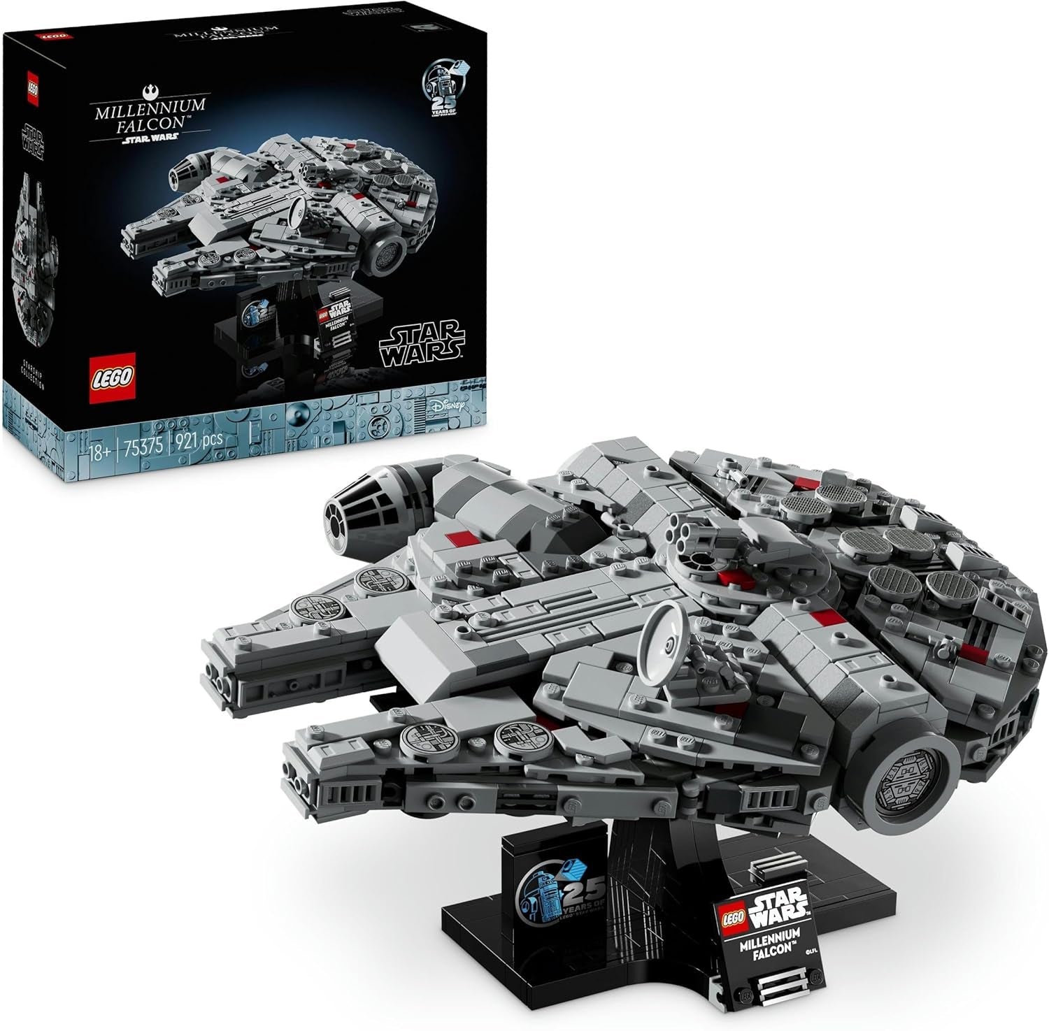 LEGO Star Wars Millennium Falcon 25. évfordulós készlet felnőtteknek építhető hajó Új remény, gyűjthető űrhajó modellkészlet Ajándékok férfiaknak Női 75375 Építőkészletek Besuche den LEGO-Store Singur