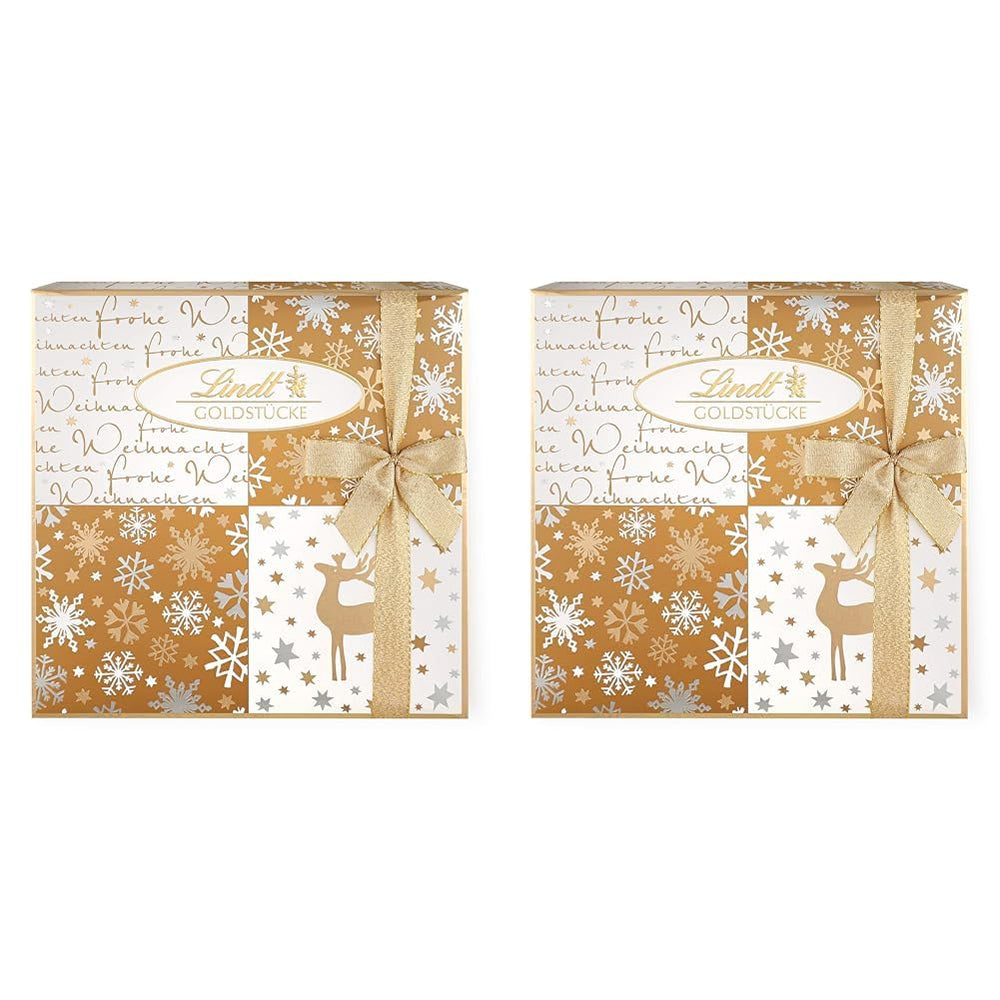 Lindt csokoládé | Doboz aranydarabos praliné | 180g | 18 praliné 10 választékban, finom praliné választék, néhány alkohollal | Prémium díszdoboz karácsonyi pralinéval