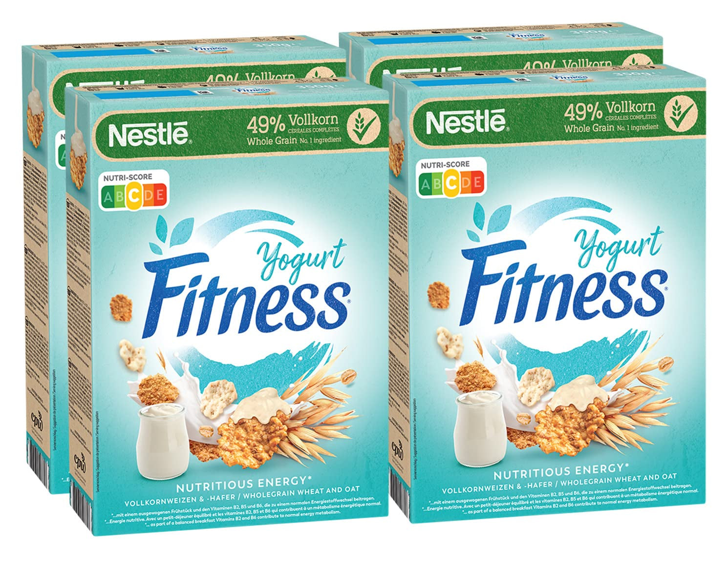 Nestlé Fitness Joghurt teljes kiőrlésű reggeli gabonapelyhek részleges joghurt ízesítéssel, 4 db-os csomag (4 x 350 g)