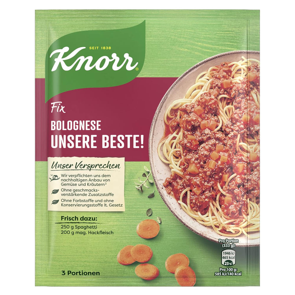 Knorr Fix Würzmischung Spaghetti Bolognese finom tésztaételhez természetes alapanyagokból 40 g
