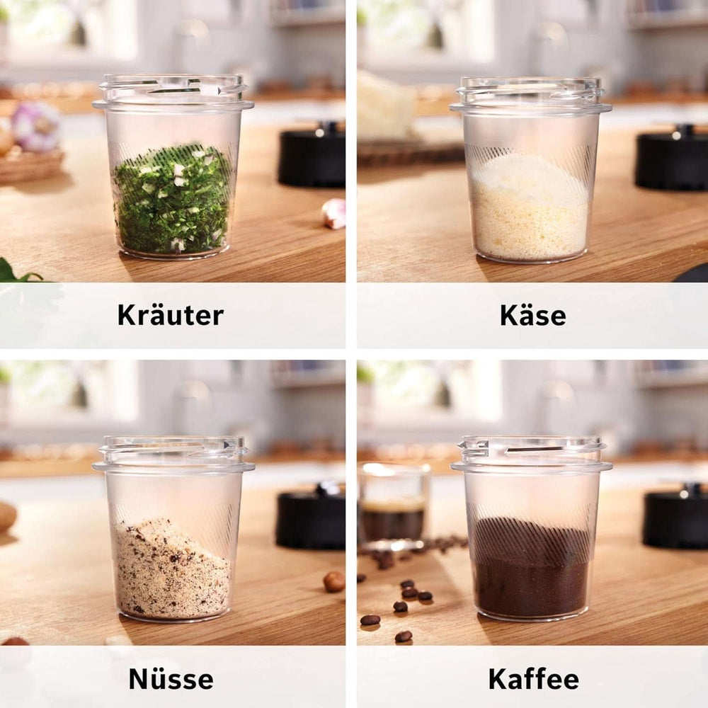 Bosch Standmixer Vitapower Serie 4 MMB6177S, Edelstahl-Klingen Made in Germany, 1,5L Thermosafe Glasbehälter, 0,6L To-Go-Flasche, Stopfer, Universalzerkleinerer, 30 000 E/perc, 1200 W, Shop Silver Kitchen Naty