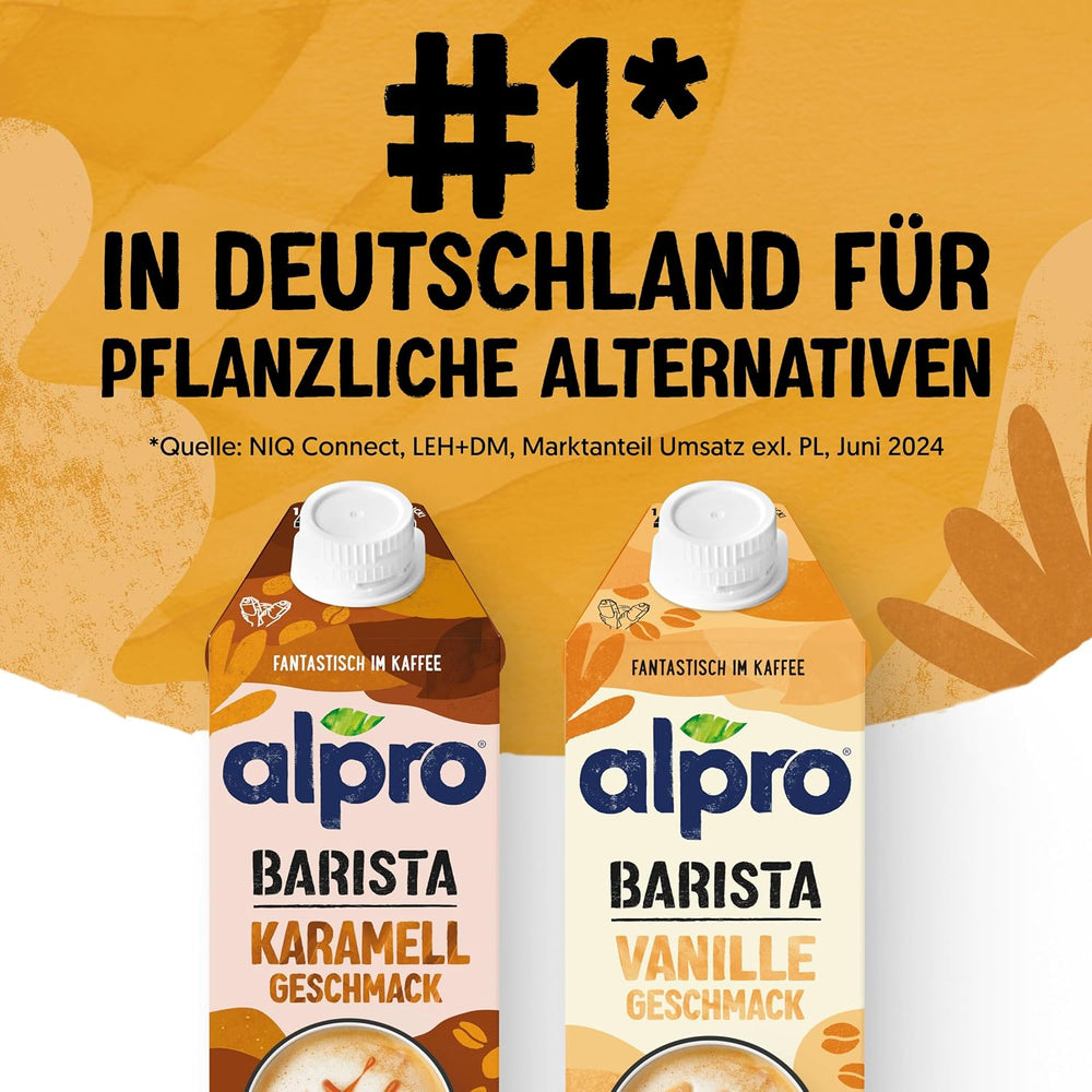 Alpro Barista Karamell – Zum Aufschäumen – Von Natur aus lactosefrei – 8 x 750 ml – Haltbar