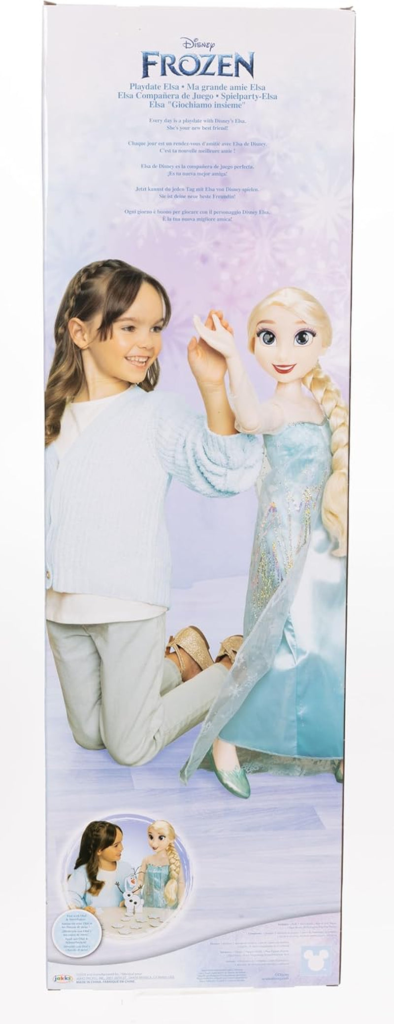 Păpușa uriașă Disney Frozen Playdate Elsa, 80 cm, de Jakks Pacific, păpușă complet articulată cu 11 puncte de articulație, inclusiv perie de păr și accesorii