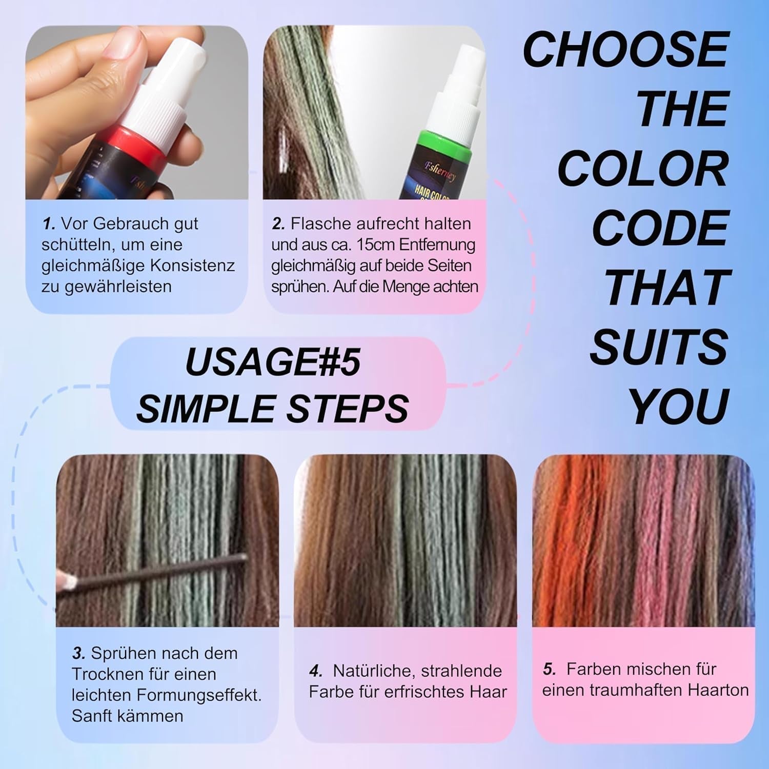 Hairspray Colour - 30ml Spray temporar de culoare pentru păr verde, vopsea de păr naturală Spray temporar de culoare pentru păr, vopsea de păr lavabilă pentru păr pentru petrecere Cosplay Halloween (verde) Vopsea pentru par Naty Shop