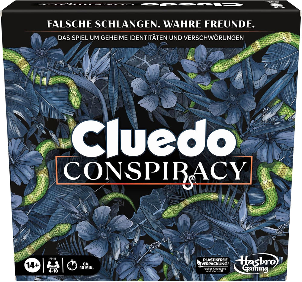 A Hasbro Gaming Cluedo Conspiracy társasjátéka felnőtteknek és tizenéveseknek, a rejtélyes játék német változata, 4-10 játékos számára, 14 éves kortól