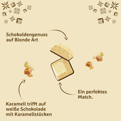 Schogetten Blonde Caramel | Karamell fehér csokoládéval és karamelldarabokkal | Csokoládé tábla 100g | Kényelmesen adagolva
