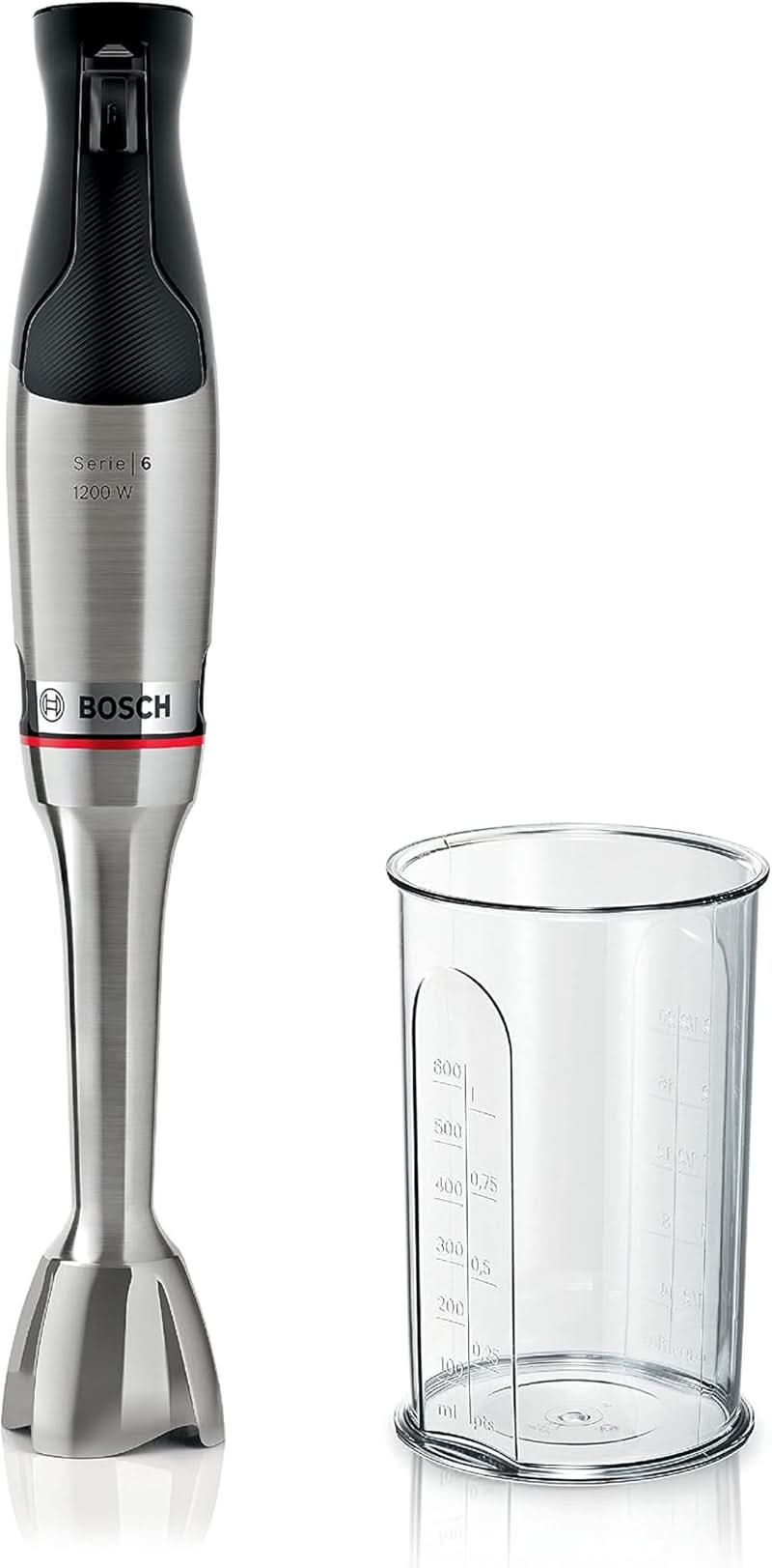 Bosch Standmixer Ergomaster Serie 6 MSM6M810, Einhändig Bedienbar, 10 Jahre Motorgarantie, Edelstahl-Klingen, Verschleißfreie Keramik-Kupplung, Luftkühlung, Quattroblade, Mixbecher, 1200 W, 1200 W, Na-Edelstahl 1-2 konyha0-1-2
