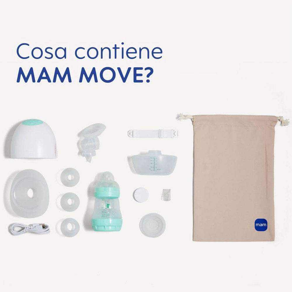 MAM Move Hordozható mellszívó 3 üzemmóddal és 5 intenzitási fokozattal, Skinsoft szilikon tokkal, 4 méretre állítható Kiegészítők Étel és Szoptatás Bebe Naty Shop