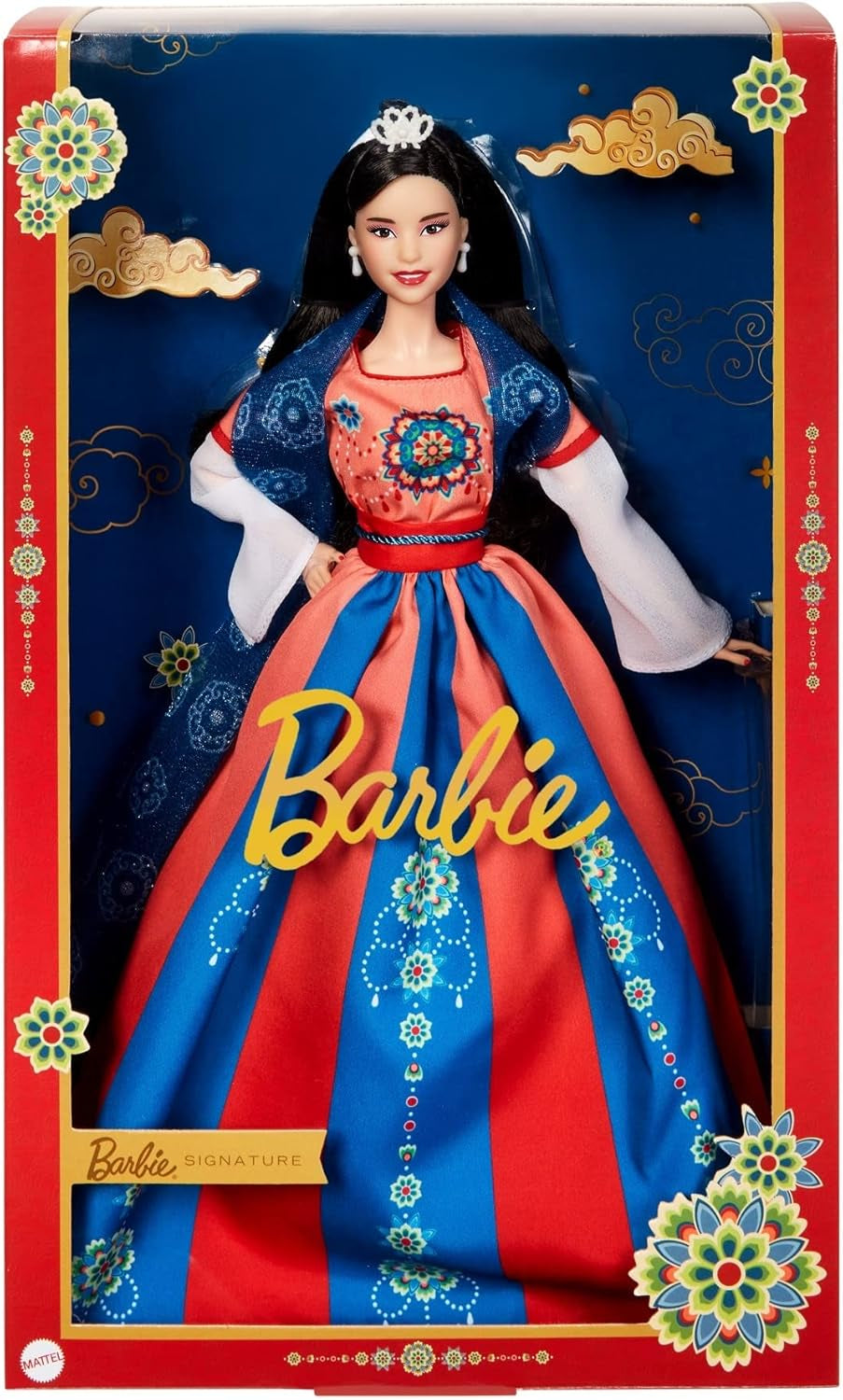 BARBIE Holdújév Puppe - Sammelfigur mit traditioner Hanfu-Robe und chinesischen Drucken, Dunhuang-Höhlenmalereien ihlette, beleértve a Puppenständer und Echtheitszertifikat, HJX35
