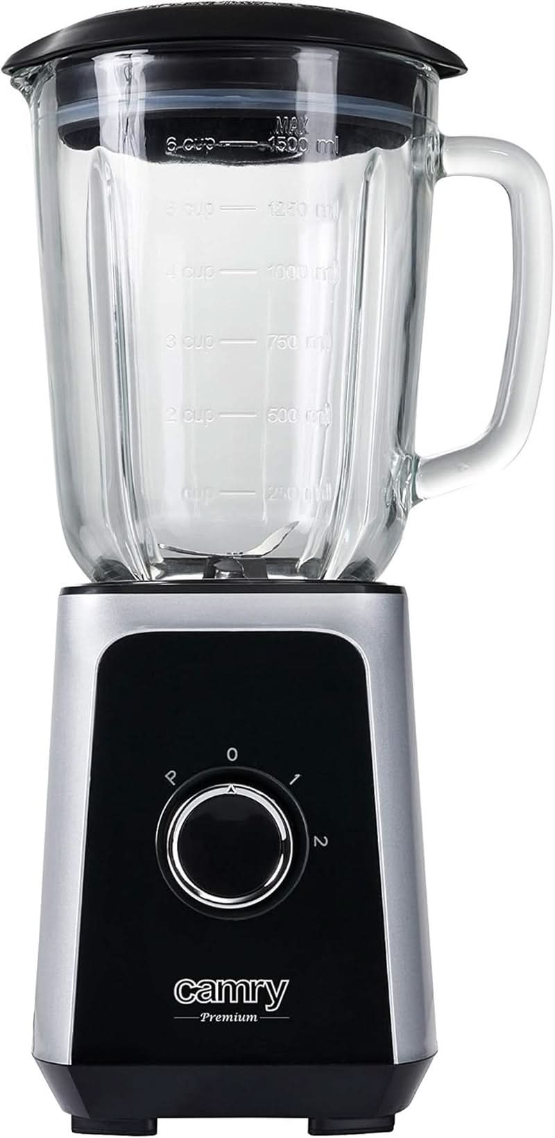 CR 4077 Standmixer Mit 1.5L Glasbehälter, Smoothie Maker, Hochleistungsmixer, Mahlung, Eis-Zerkleinerung, Pulsfunktion, Edelstahlklingen, 2 Geschwindigkeiten, 1000W, Schwarz/Silber Kitchen Naty Shop