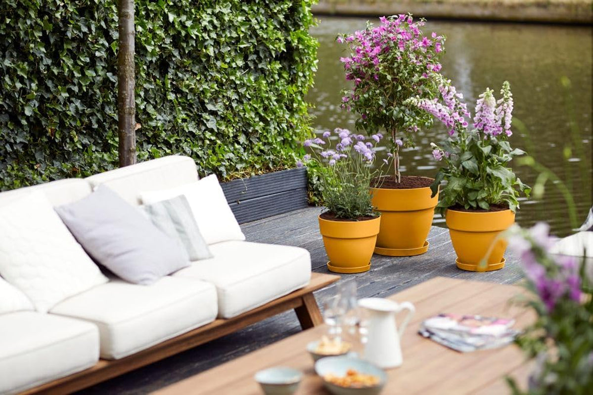 elho Vibia Campana Round 30 - Ghiveci de flori pentru exterior - Ø 29,8 x H 25,8 cm - Galben/Galben Miere