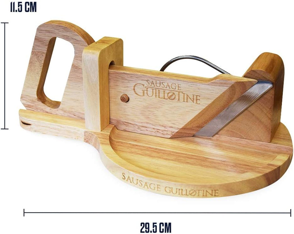 Hagyományos kolbászvágó - Kolbász guillotine - 30 X 19 X 12 cm - Tömör fa aprítók és szeletelők Naty Shop