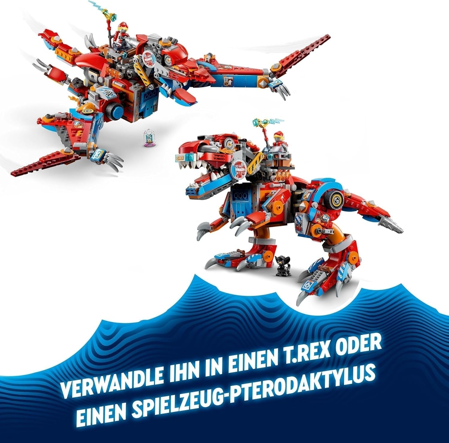 LEGO Dreamzzz 2 az 1-ben Coopers Dino-Mech C-Rex játék Pterodactyl T.Rex akciófigura fiúknak és lányoknak Kreatív játék kalandkészlet Ajándék 9 éves gyerekeknek 71484 építőkészletek Beuche den LEGO-Store