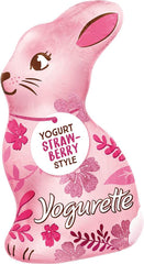 Húsvéti nyuszi joghurttal 75g – Csokoládé nyuszi húsvétra – Fehér csokoládé joghurttal és gyümölcsös eper chipsekkel – Csokoládé nyuszi húsvéti és húsvéti kosárba – Csokoládé ajándék – Húsvéti ajándék