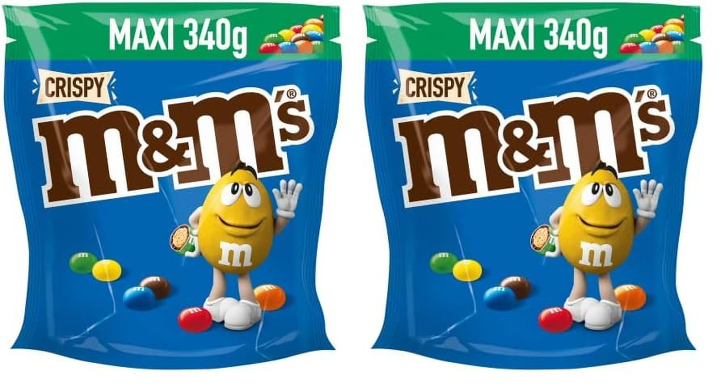 M&M'S Crispy, csokoládé ropogós lencse és Crispy Center, csokoládé, 1 csomag (1 x 340 g) (2 db-os csomag)