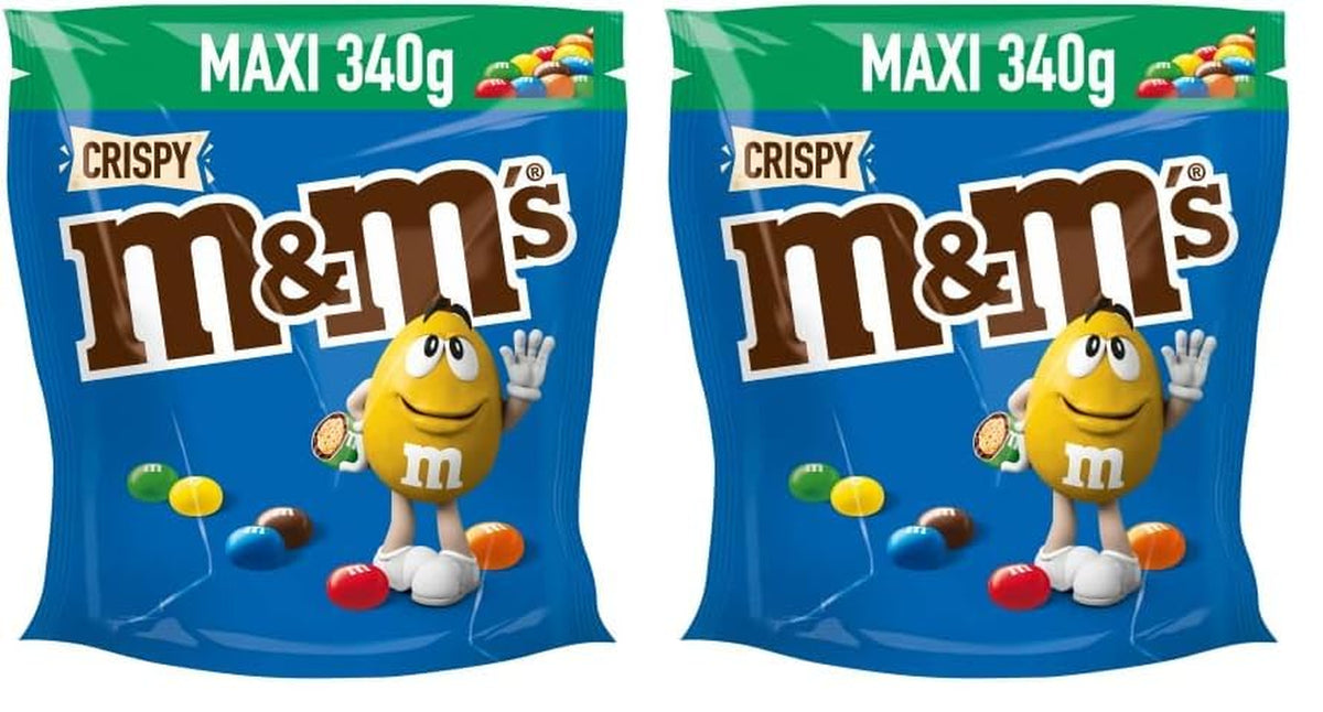 M&M'S Crispy, csokoládé ropogós lencse és Crispy Center, csokoládé, 1 csomag (1 x 340 g) (2 db-os csomag)