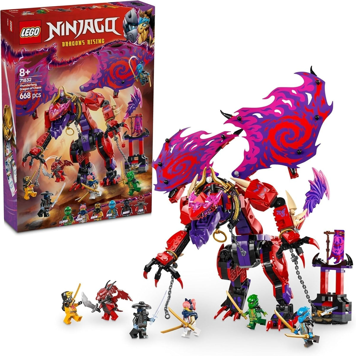 LEGO NINJAGO Chaos Dragon Thundertooth - Játék 6 nindzsa minifigurával - Szerepjátékos építőkészlet 8 év feletti fiúknak és lányoknak - Ajándékok a Rise of the Dragons TV sorozat rajongóinak 71832 Építőkészletek Beuche den LEGO-Store alapértelmezett cím