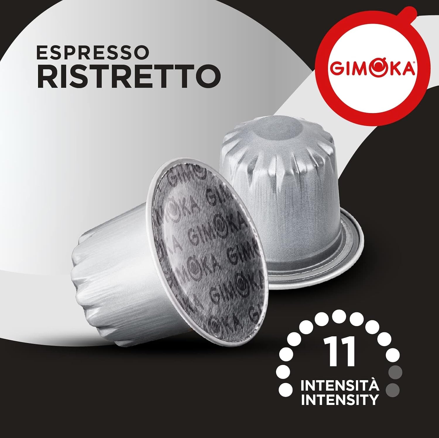 Gimoka Kaffeekapseln Espresso Ristretto, Intensität 11/13-100 Kapsel aus Aluminium - Kompatibel mit Nespresso* Haushalts-Espressomaschinen - 100 Stück (10 x 10 Getränke) - Hergestellt in Italien