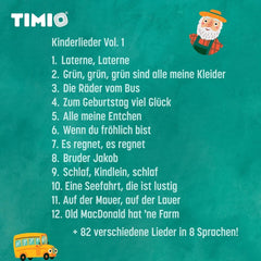 TIMIO Disc Set # 1: 5 discuri audio pentru TIMIO Player | Învață culorile, animalele sălbatice, instrumentele muzicale, 96 de versuri de grădiniță Vol. 1, părțile corpului | 8 limbi incluse | Jucărie de învățare de la 2 - 6 ani Jucarii Bebe Naty Shop