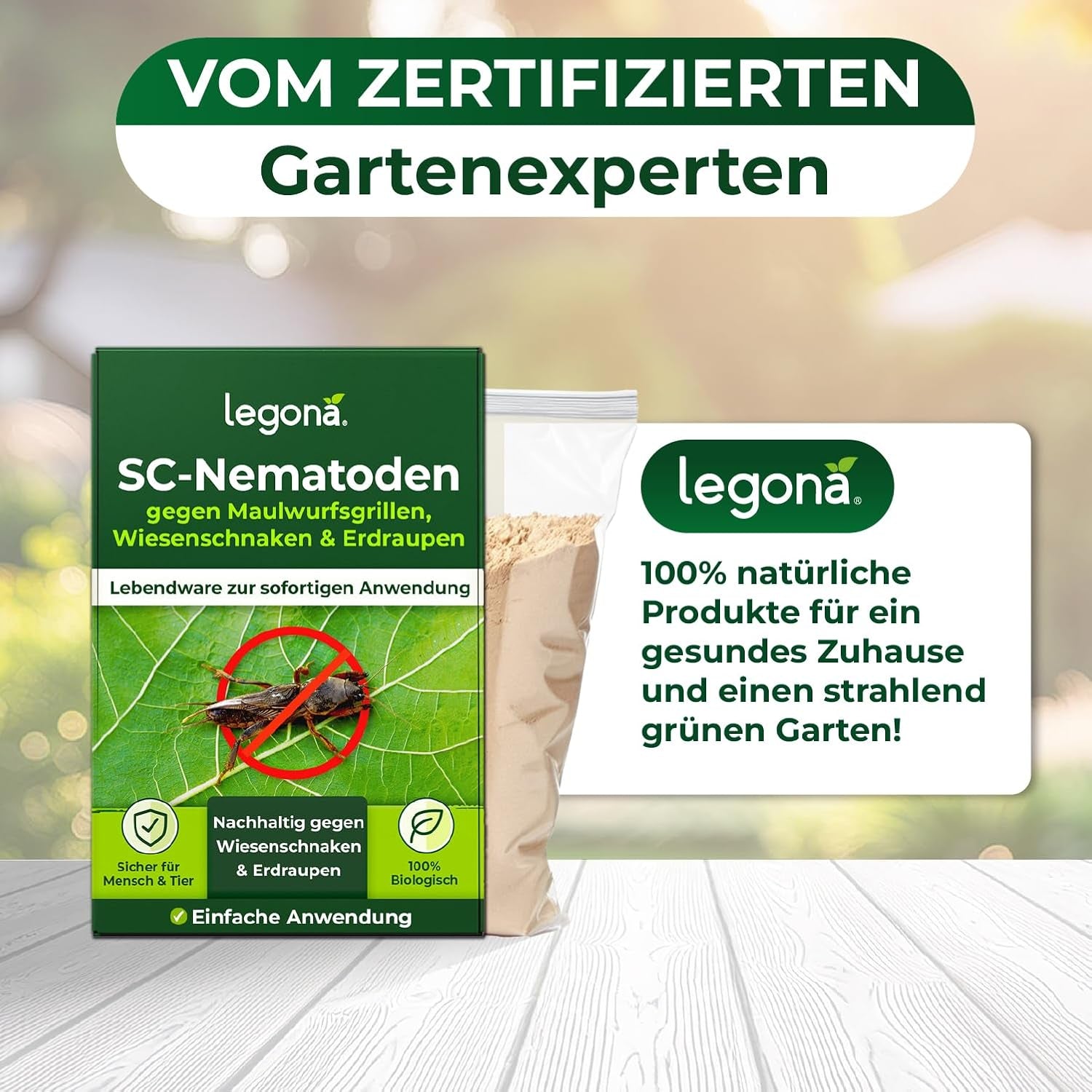 Legona Sc-Nematoden Zur Bekämpfung Von Maulwurfsgrillen - 50 Mio. Für 100M² / 250L Blumenerde/Bio Schädlingsfrei Gießmittel Für Rasen Und Beet
