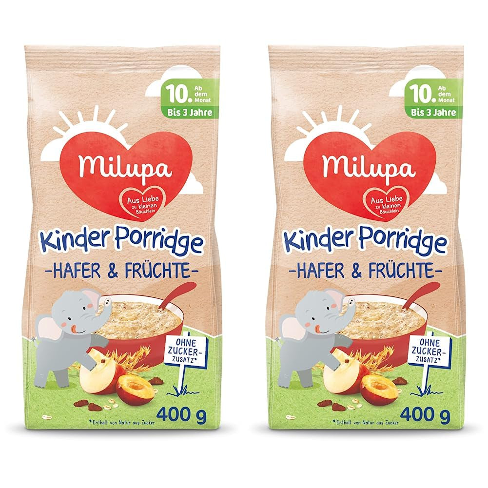 Milupa bébi zabkása és gyümölcskása 10 hónapos és 3 éves kor közötti bébiétel 1 x 400 g (2 db-os csomag)