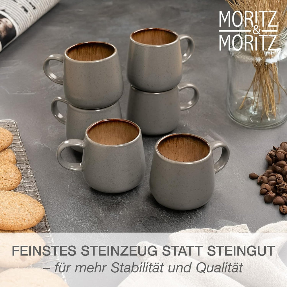 Set de veselă Moritz & Moritz SOLID din gresie, format din 24 de piese, pentru 6 persoane - set de veselă pentru 6 persoane, format din 6 farfurii de cină, 6 farfurii mici, 6 farfurii de masă și 6 cești cu mânere