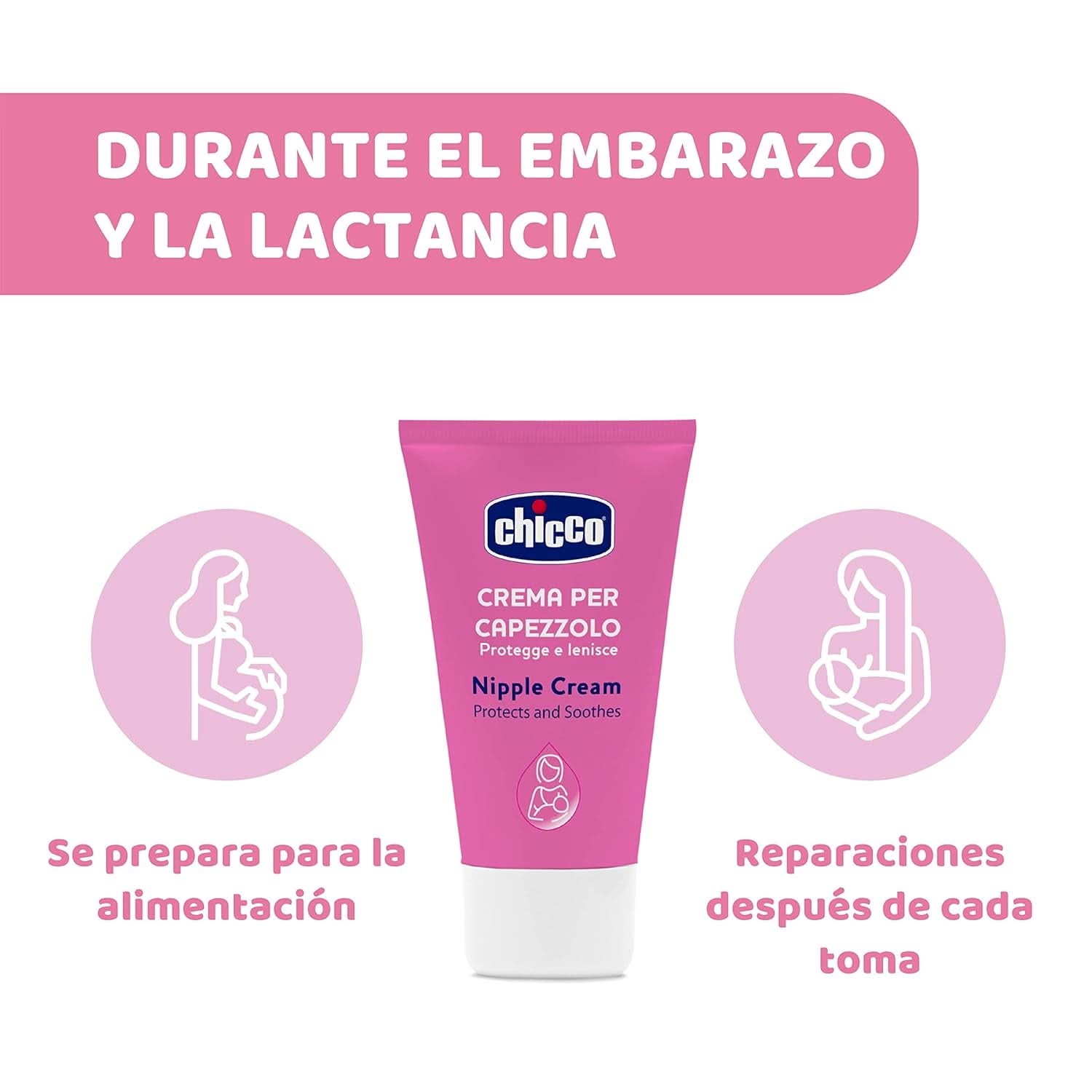 Chicco Brustwarzencreme, Bereitet Die Brustwarze Auf Das Stillen Vor, Nährend, Parfümfrei Und Sicher Für Kinder, Hinterlässt Keine Flecken Auf Dem Gewebe Kiegészítők Élelmiszer és szoptatás Bebe Naty Shop