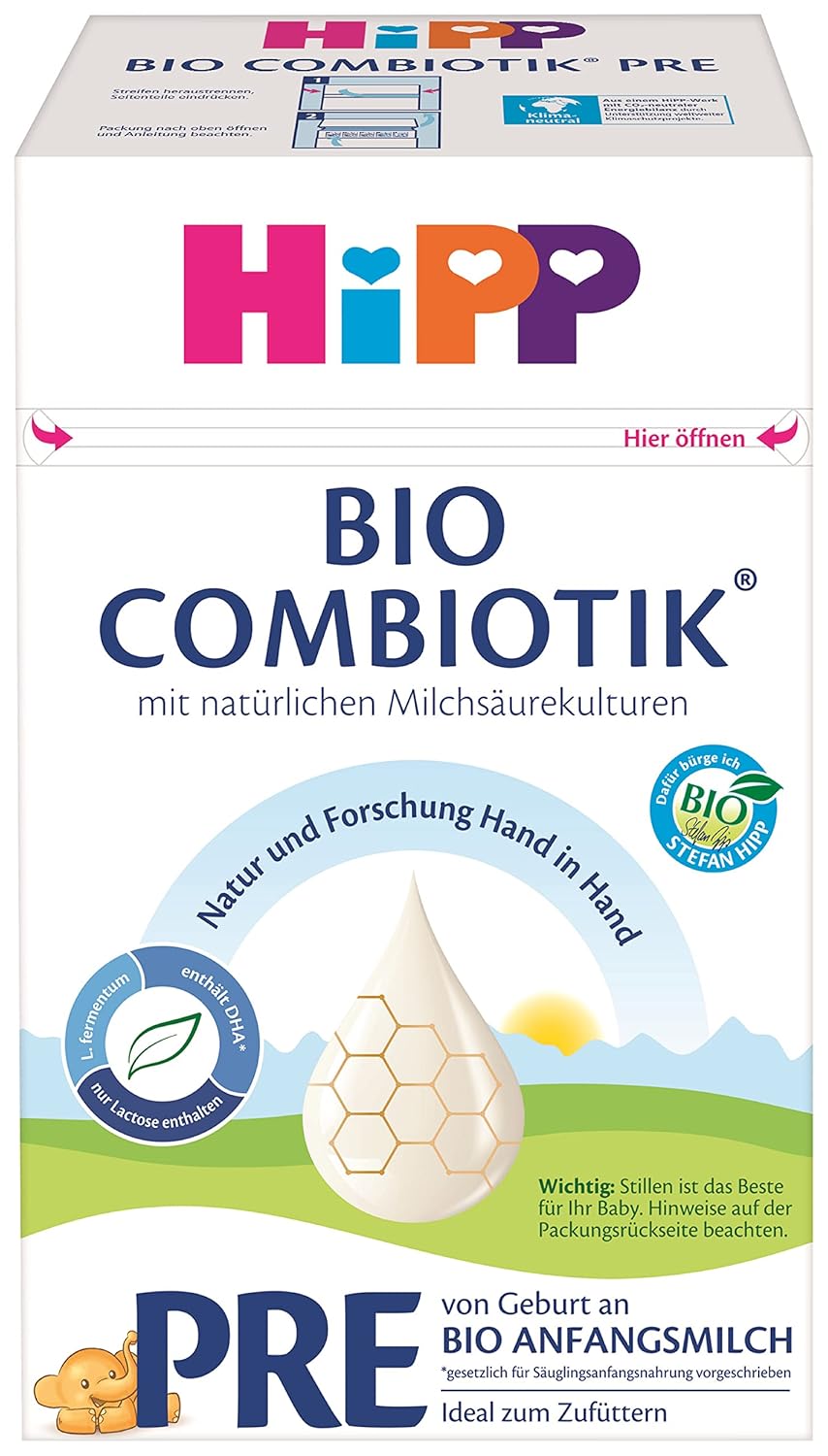 Formula lapte cu lapte organic Hipp PRE BIO Combiotik, pachet de 4 (4 x 600g) Naty Shop Pre Bio Combiotik formula noua 4 x 600 grame