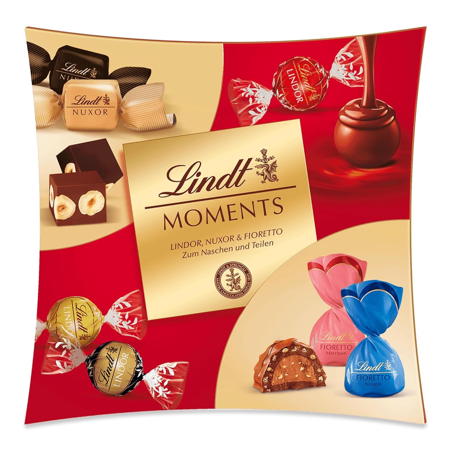 Lindt csokoládé | Lindt Moments doboz | 223g | A legfinomabb LINDOR szarvasgomba, diós NUXOR kockák és ropogós FIORETTO finomított keveréke | Csokoládé ajándék