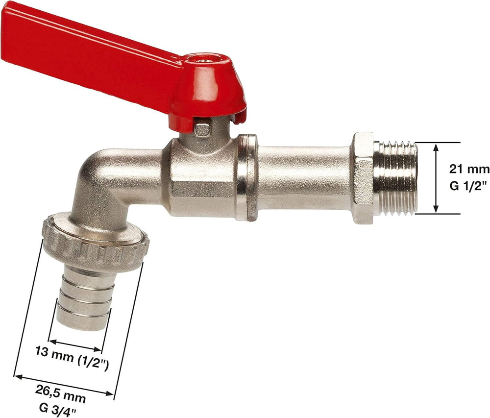 Robinet cu bilă Gardena: Robinet pentru uz interior și exterior, filet de 26,5 mm (G 3/4 inch), pentru furtunuri de 13 mm (1/2 inch) (7332-20)