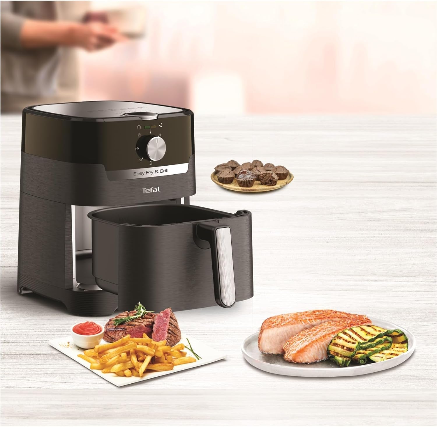 Tefal EY5018 Easy Fry & Grill Classic Air Fryer, 2 az 1-ben technológia (Air Fryer and Grill), XL, 4,2 liter 6 adaghoz, 1550 Watt Háztartási gépek Naty Shop