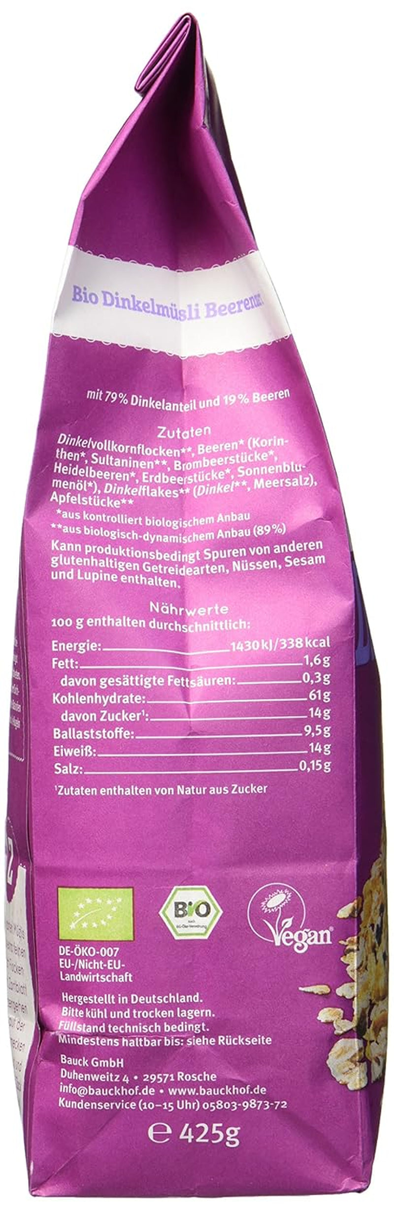 Hof tönkölybogyó ízű müzli, cukrozatlan, 425 g