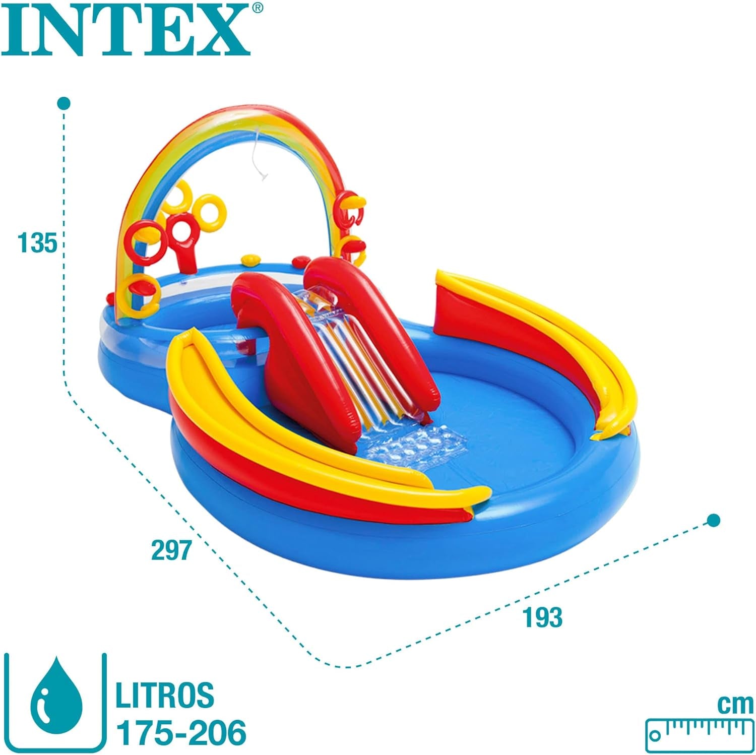 Intex Rainbow Ring játékközpont - Föld feletti gyermekmedence - Gyermekmedence - 297 x 193 x 135 cm - 3 év felettieknek 57453NP Multicolor 297x193x135 cm