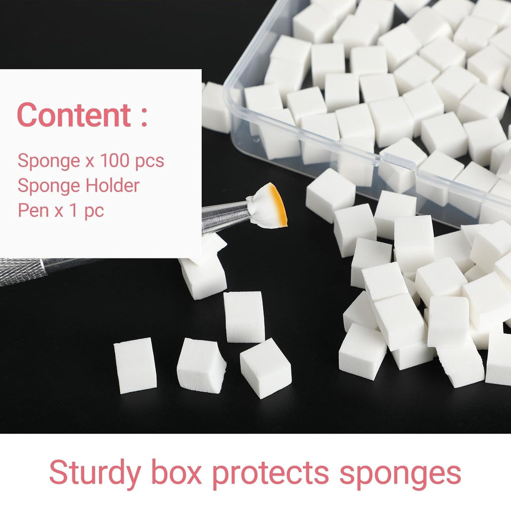 Nägel Selber Machen ，Nageldesign-Hilfsmittel，100 Stück Nail Art Schwämme Mit Metallgreifer, Schwammpinsel & Sponge Brush Applikator Für Gradient Nail Art Designs