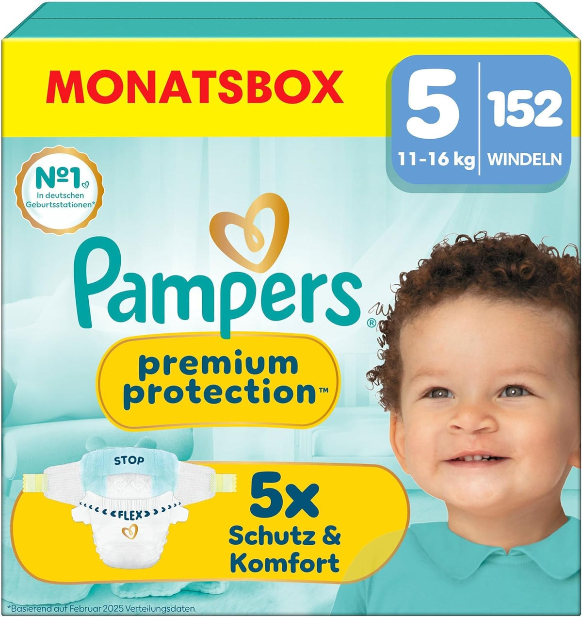 Pampers Premium Protection Size 5, 152 pelenka, 11kg-16kg, az első számú bőr és szivárgás elleni védelem