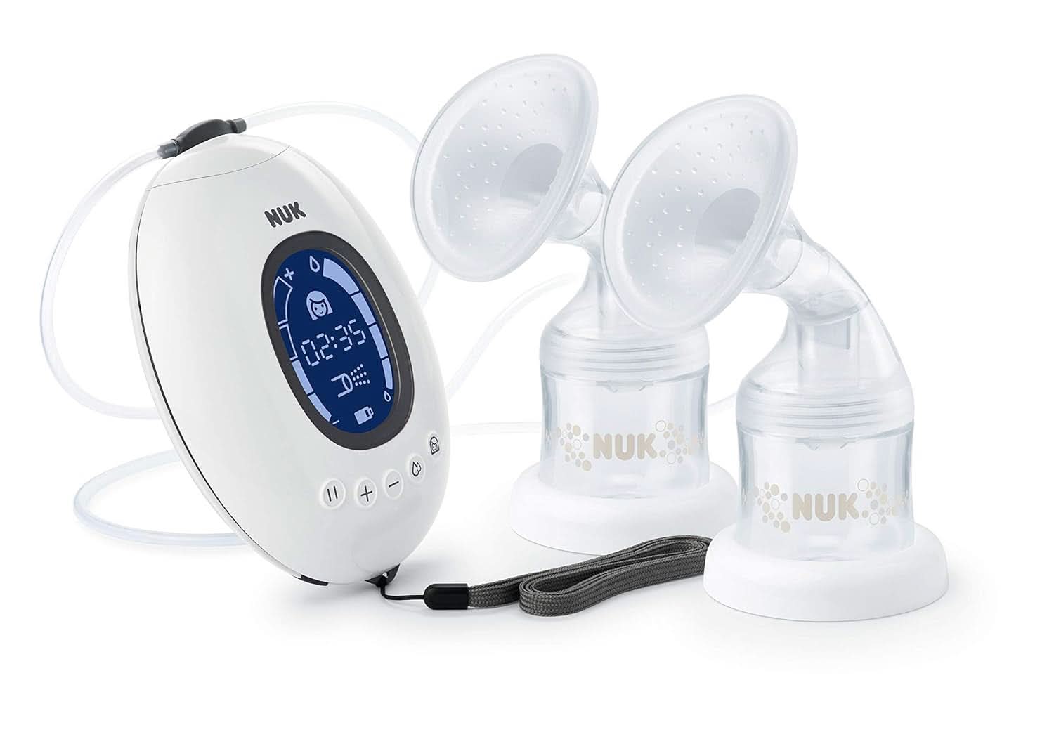 NUK Nature Sense dupla elektromos mellszívó | Akkuval, LCD kijelzővel 2X tartály 150 ml-es anyatejhez Tartozékok Élelmiszer és Szoptatás Bebe Naty Shop Dupla mellszívó