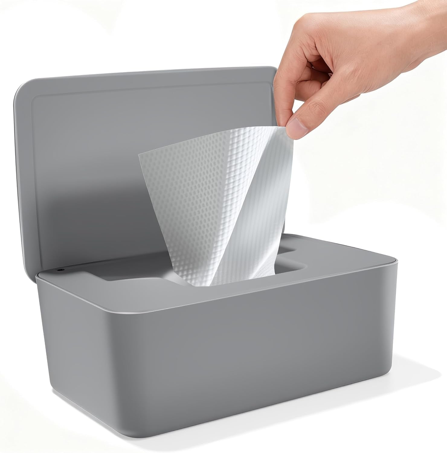 Nedves törlőkendő doboz fedővel, nedves törlőkendő doboz, baba nedves törlőkendő adagoló, vízálló és zárt tárolódoboz, nedves törlőkendő adagoló fürdőszobába, konyhába, fehér