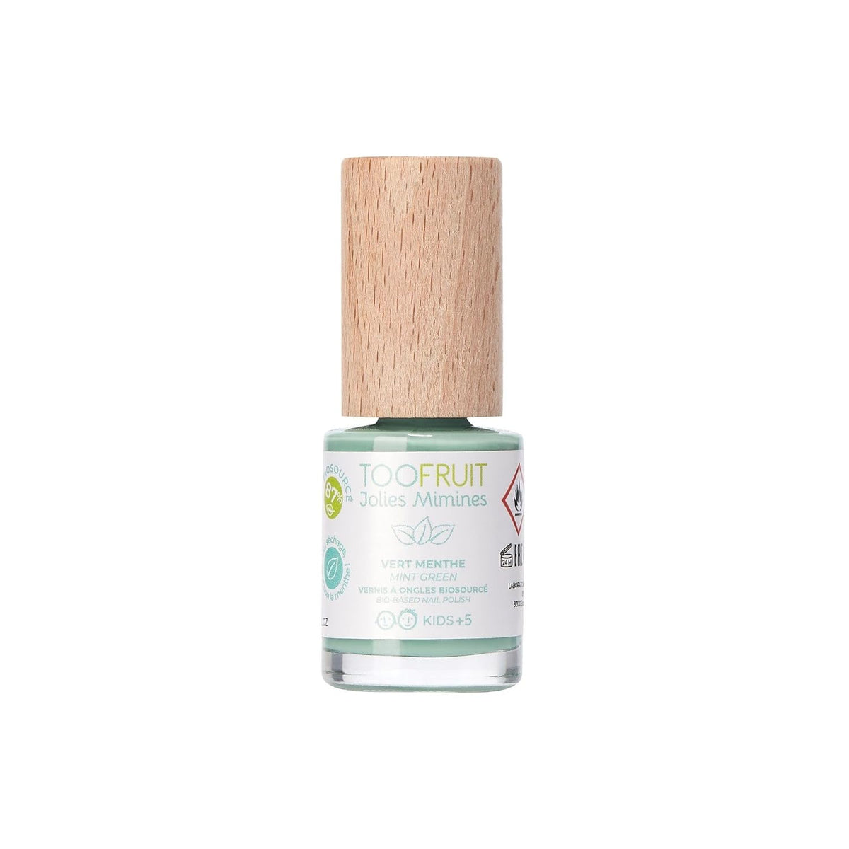 TOOFRUIT Kids Mint körömlakk - vízbázisú, eltávolítható, oldószermentes, nem mérgező és biztonságos, 100% vegán, 10 ml