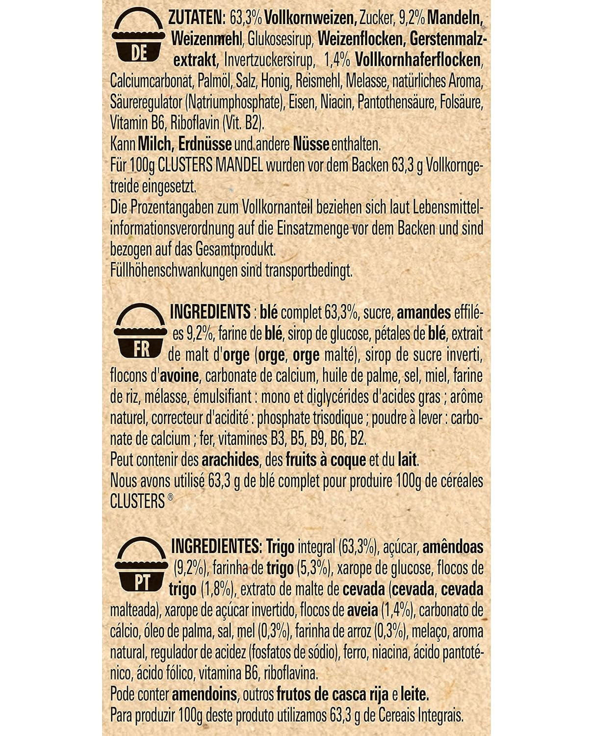 Nestlé Clusters Mandula, egy finom reggeli gabonapehely ropogós mandulapelyhekkel, 1 csomag (1 x 325 g)