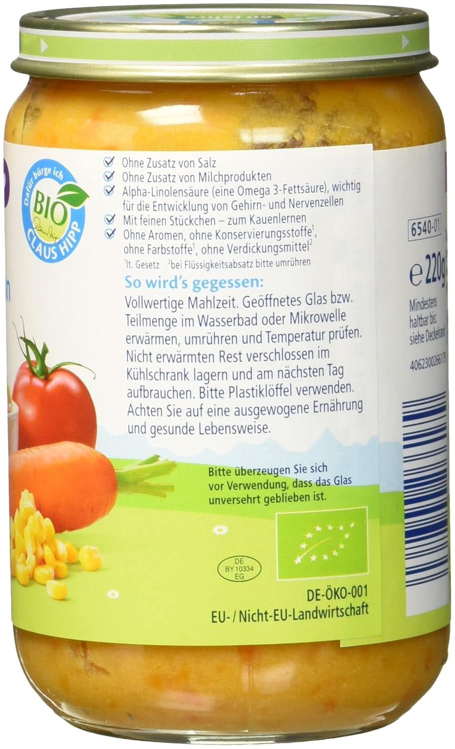 Hipp bio tészta sonkával és zöldségekkel, 6 db-os (6 x 220 grammos) Mother and Child Naty Shop csomag