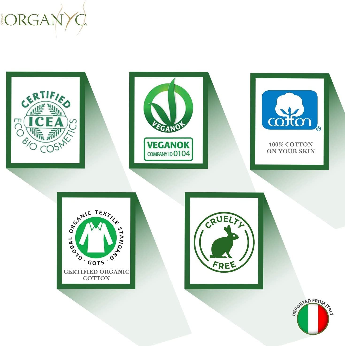 Organyc nedves intim törlőkendők, 100% minősített bio pamutból - 4 csomag 20 törlőkendőt (összesen 80 törlőkendő)