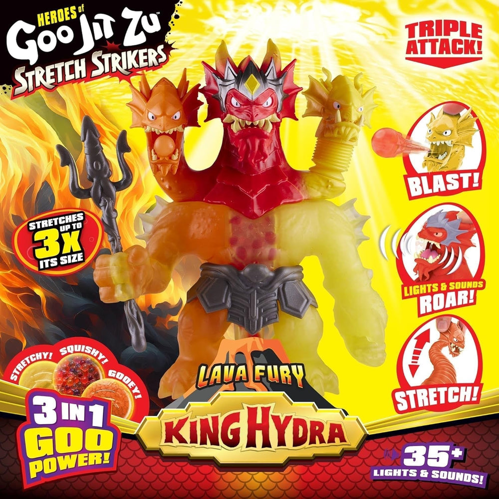 Heroes of Goo Jit Zu BANDAI CO42948 Figura de acțiune, cel mai puternic erou, regele Hydra are cu forțele sale de lavă furie în 25 cm, multicolor Action figures Naty Shop