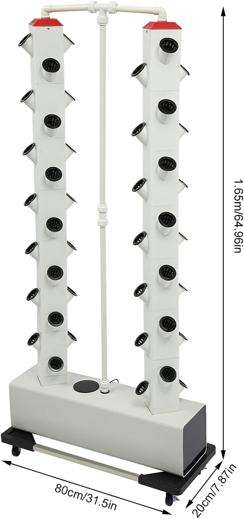 56 lyuk, 7 rétegű hidroponikus rendszer talajmentes termesztőrendszer növekedési készlet Aeroponic Tower hidroponikus termesztőrendszer hidratáló szivattyú időzítő adapterrel, termesztőággyal és hálós edénnyel