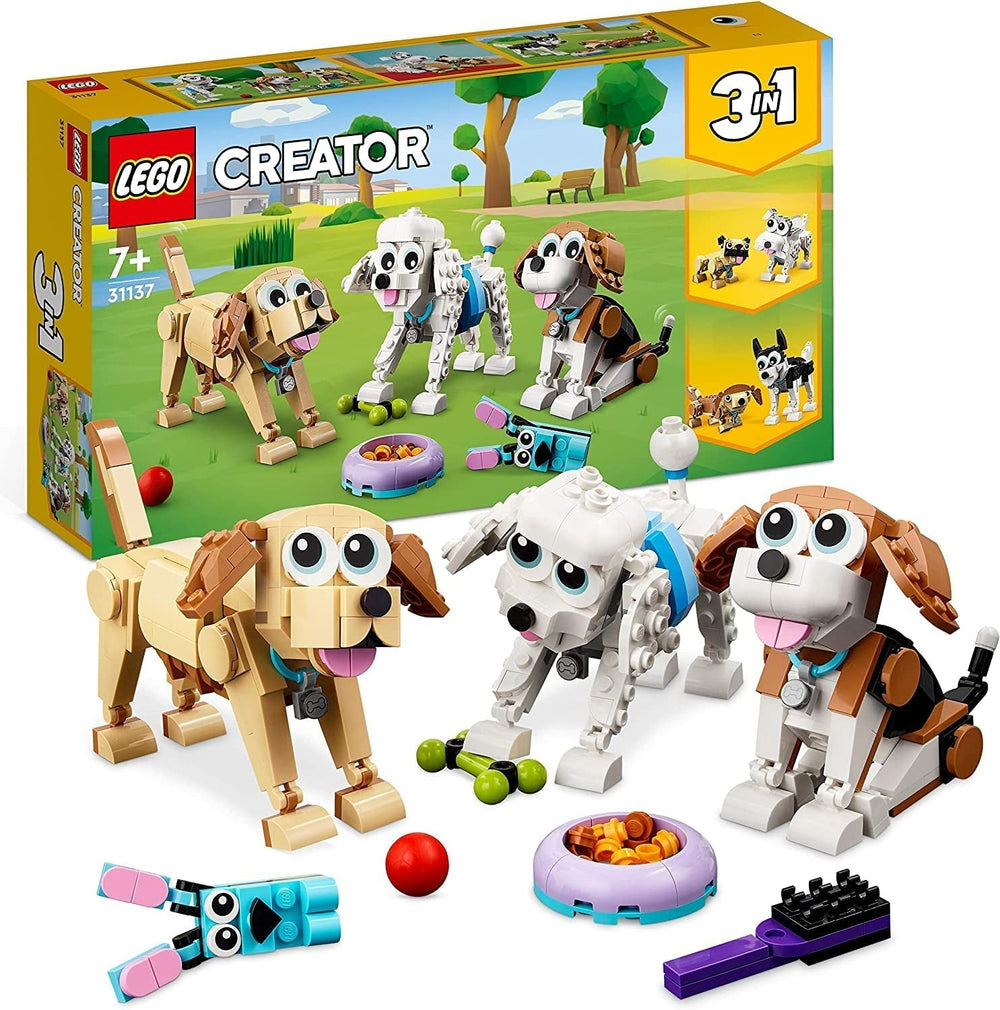 LEGO 31137 Creator 3In1 Set de câini drăguți cu figuri de animale Teckel, Pug, Poodle și multe altele, jucărie pentru copii 7+, cadou pentru iubitorii de câini Seturi de constructie Besuche den LEGO-Store Titlu implicit